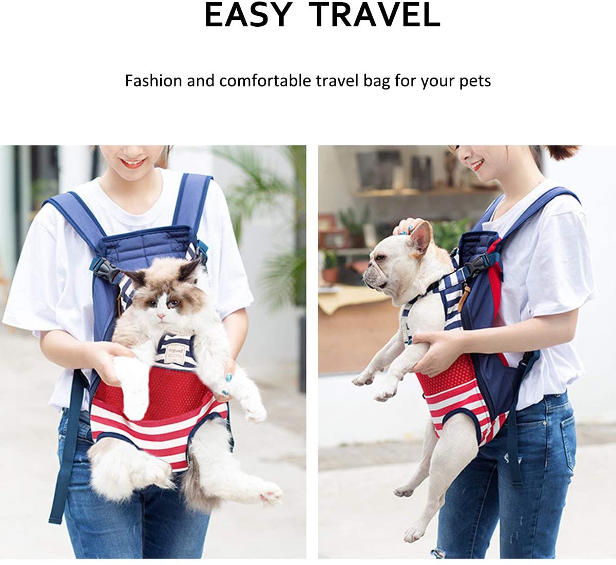  PETCUTE Mochilas para transportador Perros Grandes y Medianas Piernas Bolsa de Transporte para Mascotas Gatos Ajustable para para Caminatas, Viajes Soporte de hasta 12 kg 