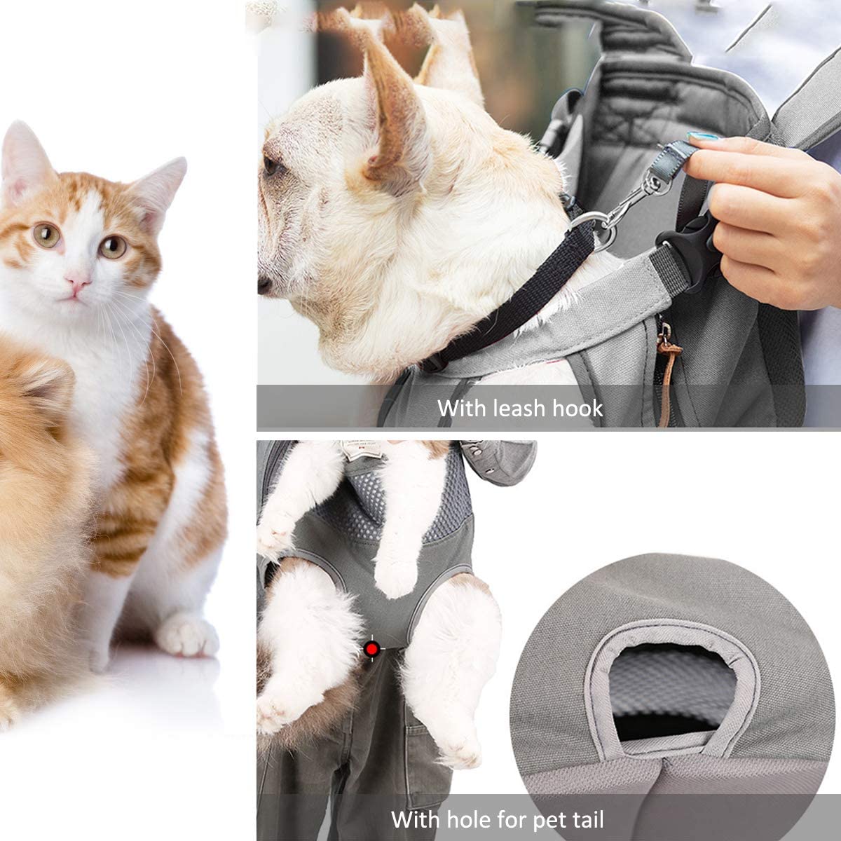  PETCUTE Mochilas para transportador Perros Grandes y Medianas Piernas Bolsa de Transporte para Mascotas Gatos Ajustable para para Caminatas, Viajes Soporte de hasta 12 kg 