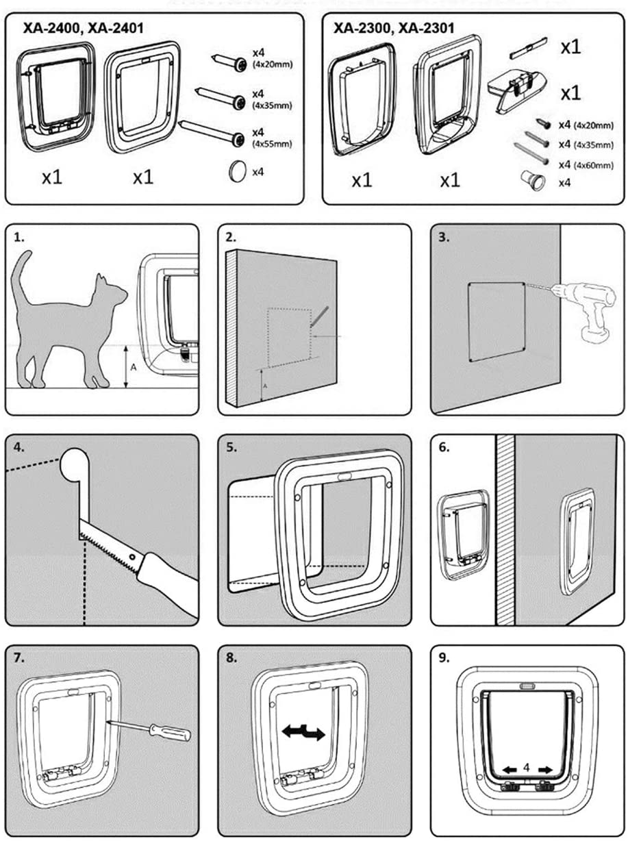  PETEMOO Puertas para Perros pequeños gateras para Perros y Gatos 4 vías de Bloqueo gateras de Mascotas Puerta de Solapa 