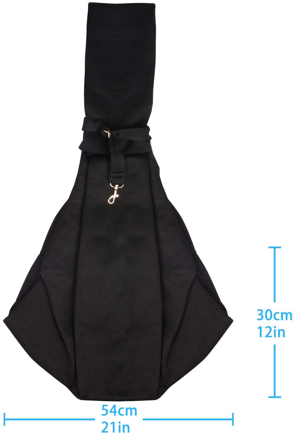  PETLOFT Bolso Bandolera Transportín, Reversible Bolso Porta Mascotas Sling, No Ajustable Bolsa de Hombro Cruzada para Perro con Gancho de Collar para Perros/Gatos/Conejos de hasta 11 Libras - Negro 