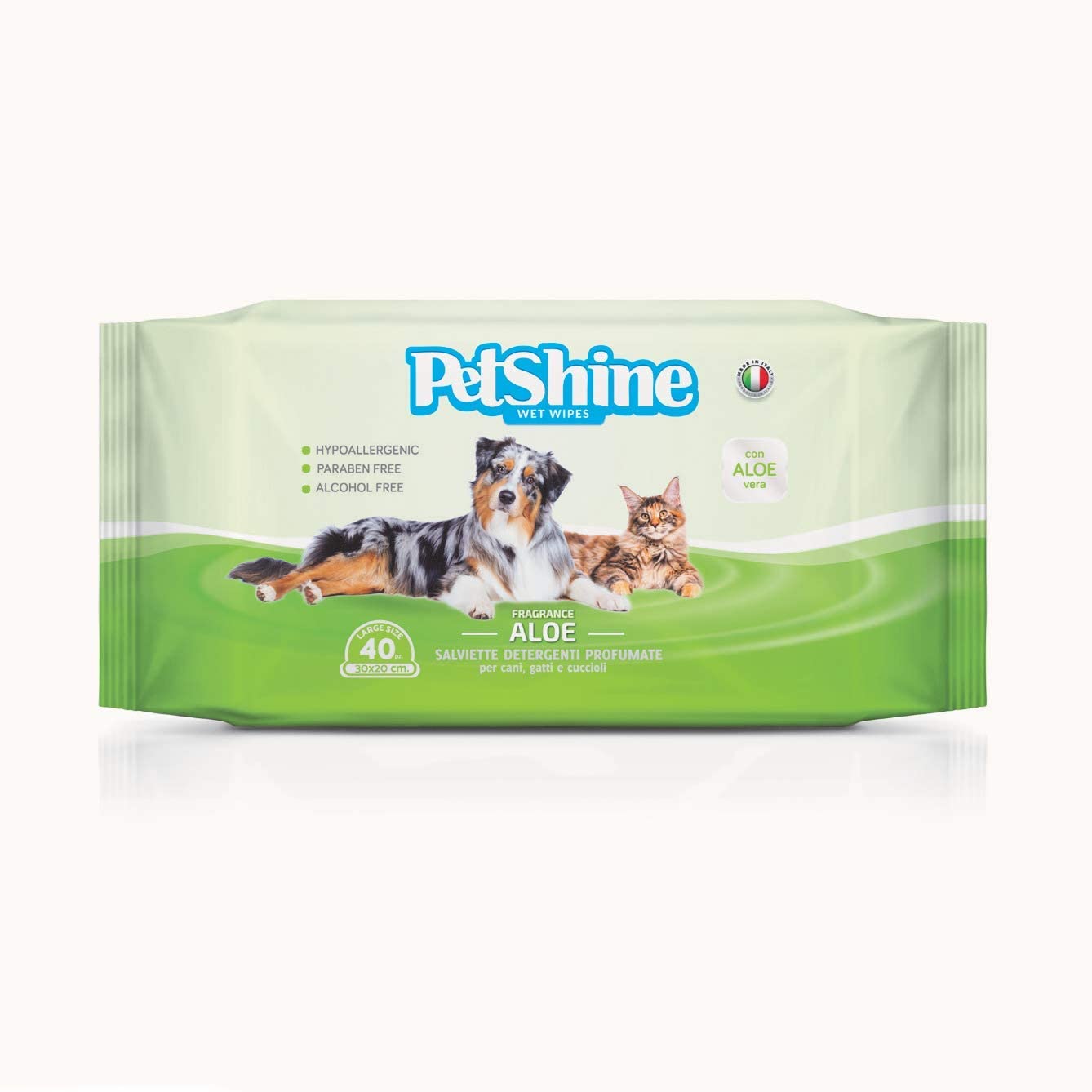  PetShine 11-04210 Toallitas Higiene Perro y Gato, Aloe - 40 Unidades 