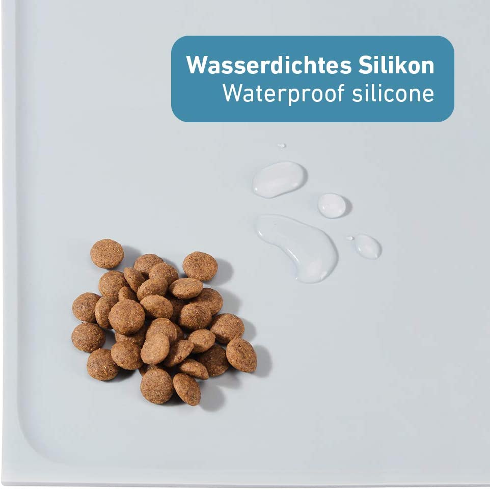  PetTec Alfombrilla para comedero, Base Antideslizante 46 x 34cm para comedero de Silicona con Borde, Alfombrilla Antideslizante, para Perros Grandes y pequeños, Gatos y Mascotas, Lavable/hidrófuga 