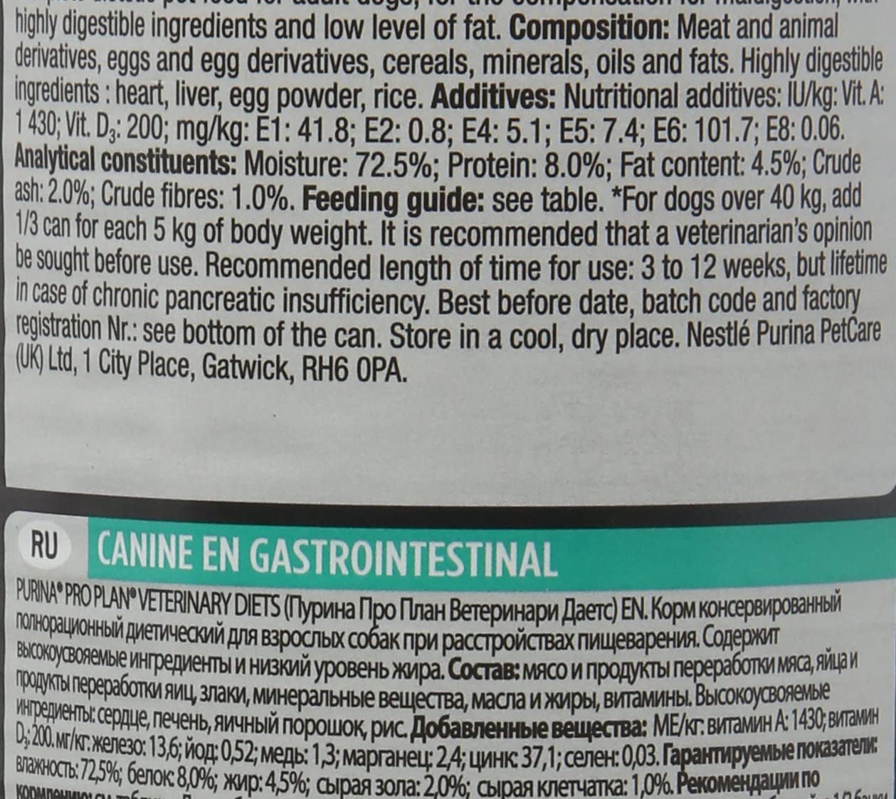  Pienso seco Pro Plan de Purina, Dieta Veterinaria Canina, Dieta gastrointestinal 