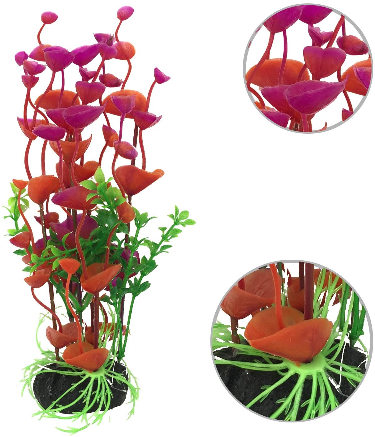  Plantas acuáticas artificiales, PietyPet 7 piezas Plantas grandes de acuario Decoraciones plásticas del tanque de peces, Planta de simulación viva Criatura Acuario Paisaje morado 