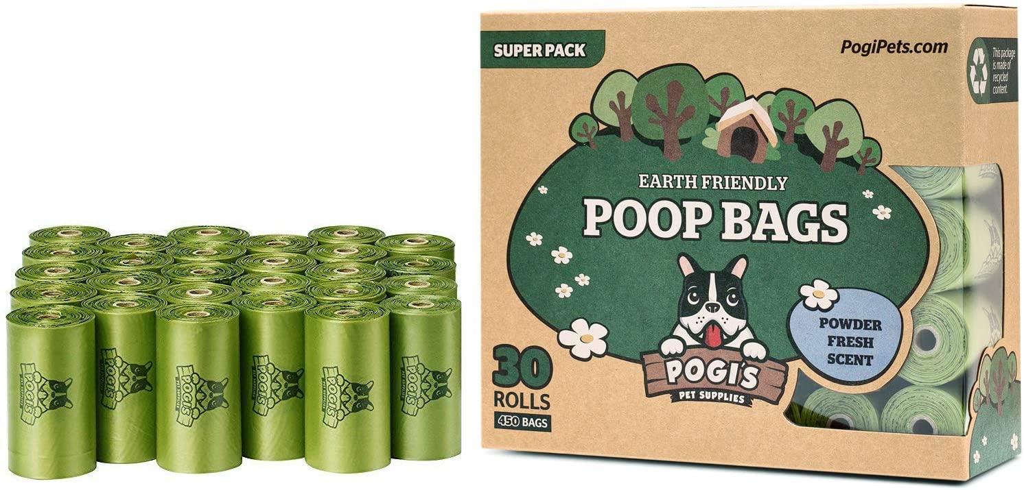  Pogi's Poop Bags - Bolsas para excremento de Perro - 30 Rollos (450 Bolsas) - Grandes, Biodegradables, Perfumadas, Herméticas 