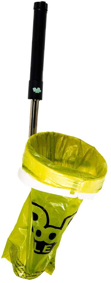  PooPooLess – Pooper Scooper con Varilla telescópica y Bolsa para sostener la Caca - Cuchara para excrementos de Perro - Contiene 100 Bolsas súper Resistentes 