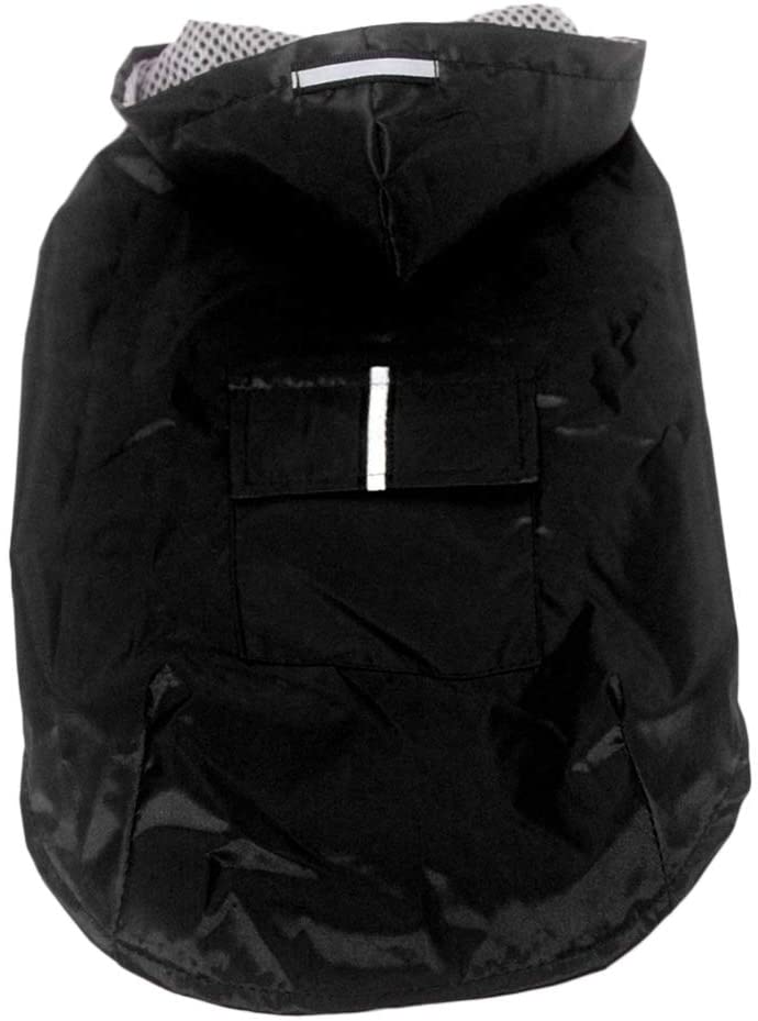  POPETPOP Chubasquero con Capucha para Perros Medianos y Grandes, Sudaderas Impermeable, Agujero para Arnés, Tira Reflectante, Bolsillos (Negro, 4XL) 