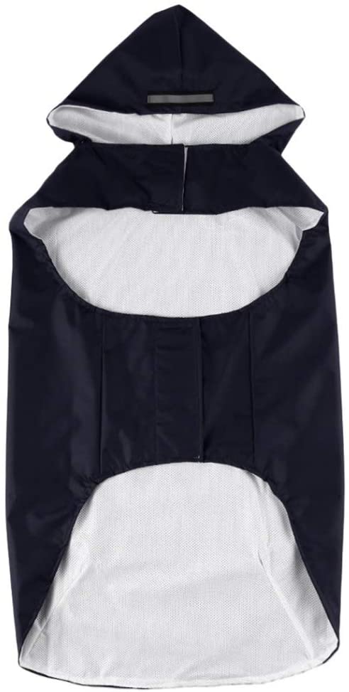  POPETPOP Chubasquero con Capucha para Perros Medianos y Grandes, Sudaderas Impermeable, Agujero para Arnés, Tira Reflectante, Bolsillos (Negro, 4XL) 