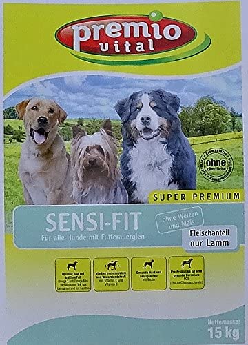  Premio Vital sensi-touch Porcentaje de Fit | Carne solo Cordero con patatas, de cebada y reis| Saco de 15 kg, perros trockenfutter 