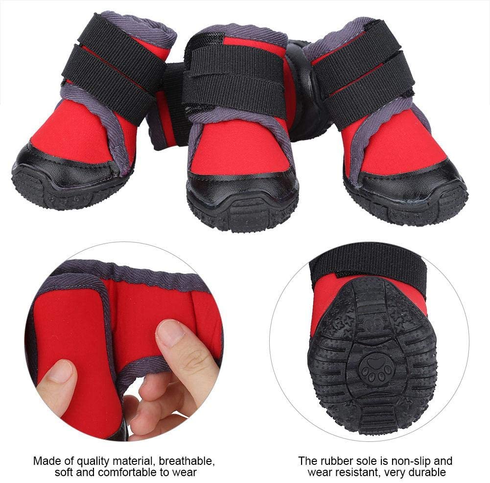  Pssopp Botas para Perros Mascotas Antideslizantes Zapatos Deportivos al Aire Libre Botas de Escalada Impermeables para Perros Zapatos de Moda para Cachorros de Mascotas para Correr Caminar(55-Rojo) 