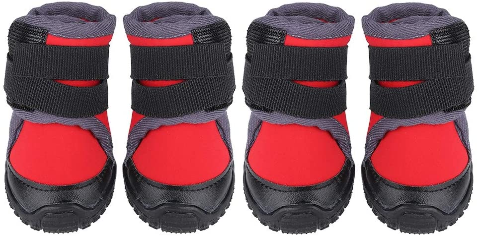  Pssopp Botas para Perros Mascotas Antideslizantes Zapatos Deportivos al Aire Libre Botas de Escalada Impermeables para Perros Zapatos de Moda para Cachorros de Mascotas para Correr Caminar(55-Rojo) 