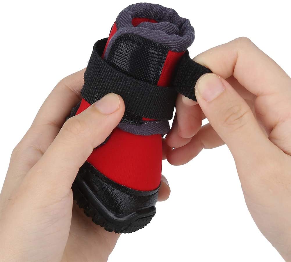  Pssopp Botas para Perros Mascotas Antideslizantes Zapatos Deportivos al Aire Libre Botas de Escalada Impermeables para Perros Zapatos de Moda para Cachorros de Mascotas para Correr Caminar(55-Rojo) 