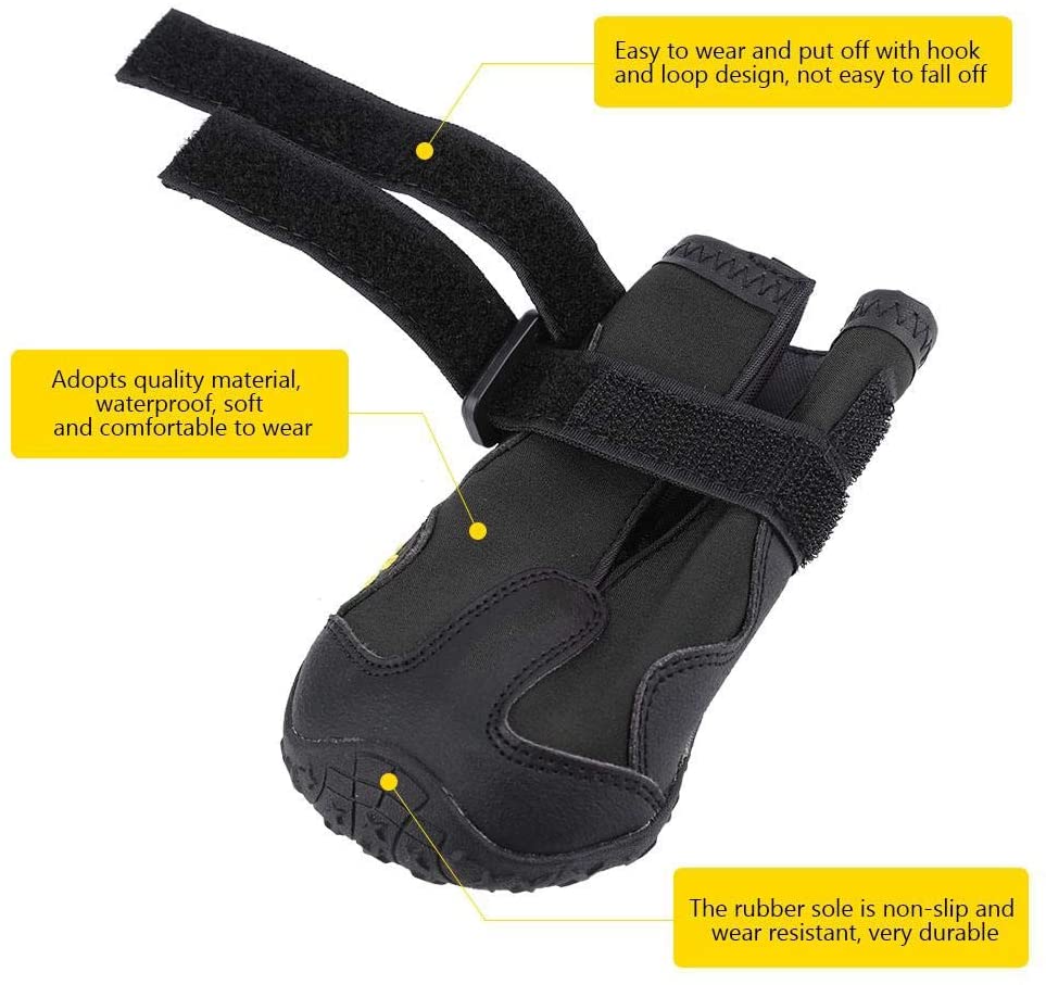  Pssopp Botas para Perros para Mascotas Cachorros Antideslizantes Antideslizantes Resistentes al Desgaste Suave Botas Impermeables para Perros Calientes Zapatos para Mascotas(Negro 3#) 