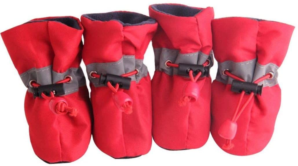  PTRADE Zapatos para Perros para Perros Peque?os Zapatos de algodón Oto?o Invierno Nieve Fina Perro Botas de Cachorro duraderas y cálidas Calcetín para Perro 4pcs / Set 