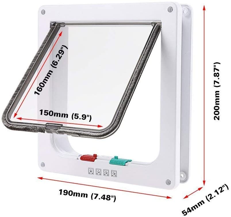  Pulchram Puerta de Mascota, Colgajo de Gato, Colgajo de Gato Magnético de 4 Vías, Colgajo de Gato/Perro con Túnel- Fácil de Instalar 20 * 19 * 16 cm 