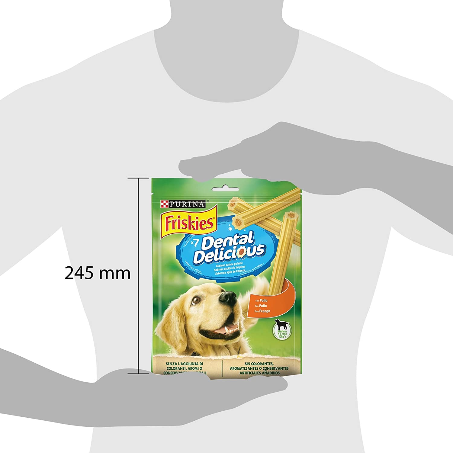  Purina Friskies Dental Delicious, Golosina dental para Perro Mediano y Grande 6 x 200 g (1.2 kg) 