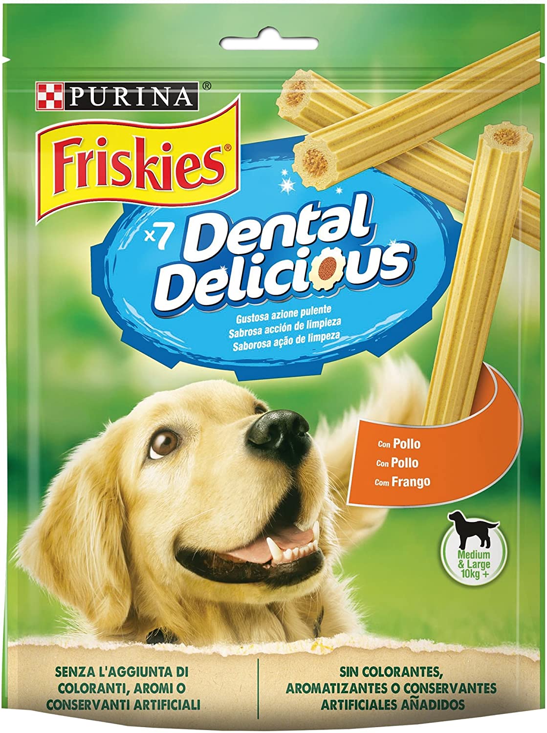  Purina Friskies Dental Delicious, Golosina dental para Perro Mediano y Grande 6 x 200 g (1.2 kg) 