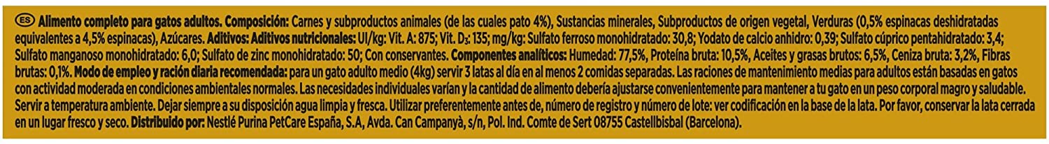  Purina Gourmet Gold Mousse comida para gatos con Pato y Espinacas 24 x 85 g 