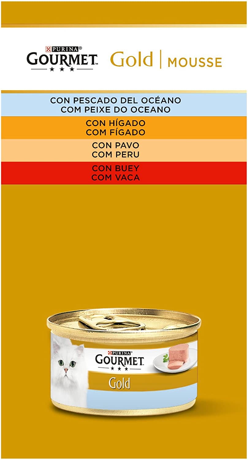  Purina Gourmet Gold Mousse comida para gatos Surtido sabores 8 x [12 x 85 g] 