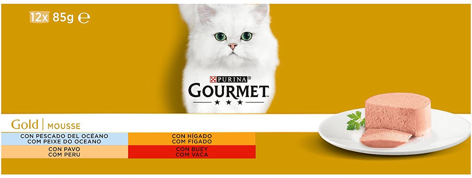  Purina Gourmet Gold Mousse comida para gatos Surtido sabores 8 x [12 x 85 g] 