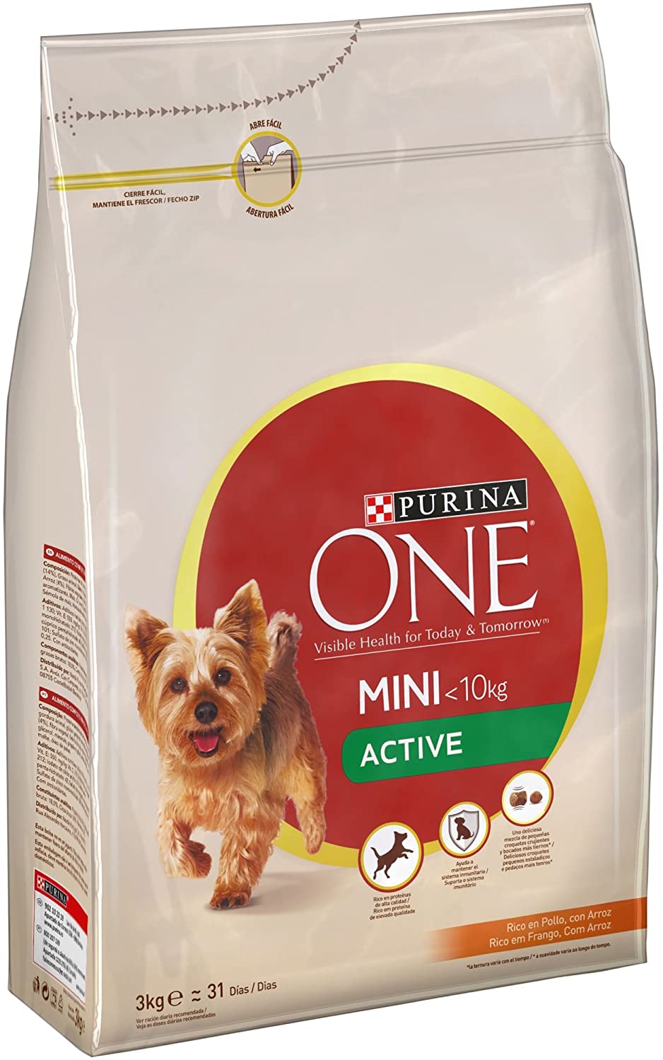  PURINA ONE Mini Active Pienso para Perro Adulto Pollo y Arroz 4 x 3 Kg 