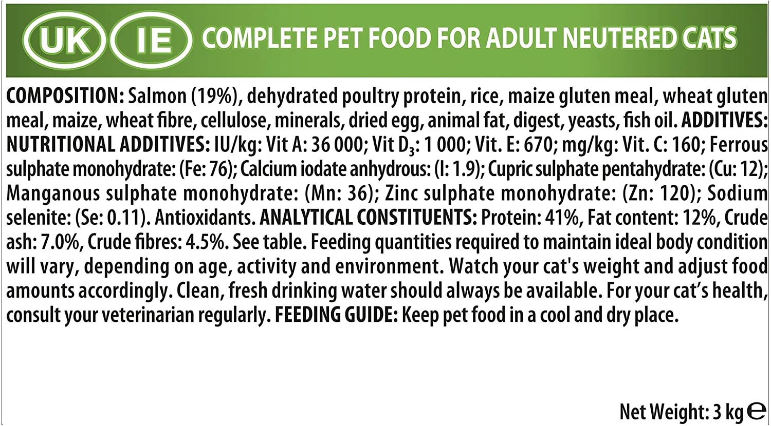  PURINA Pro Plan Comida Seco para Gato Esterilizado con Optirenal, Sabor Salmón - 3 Kg 