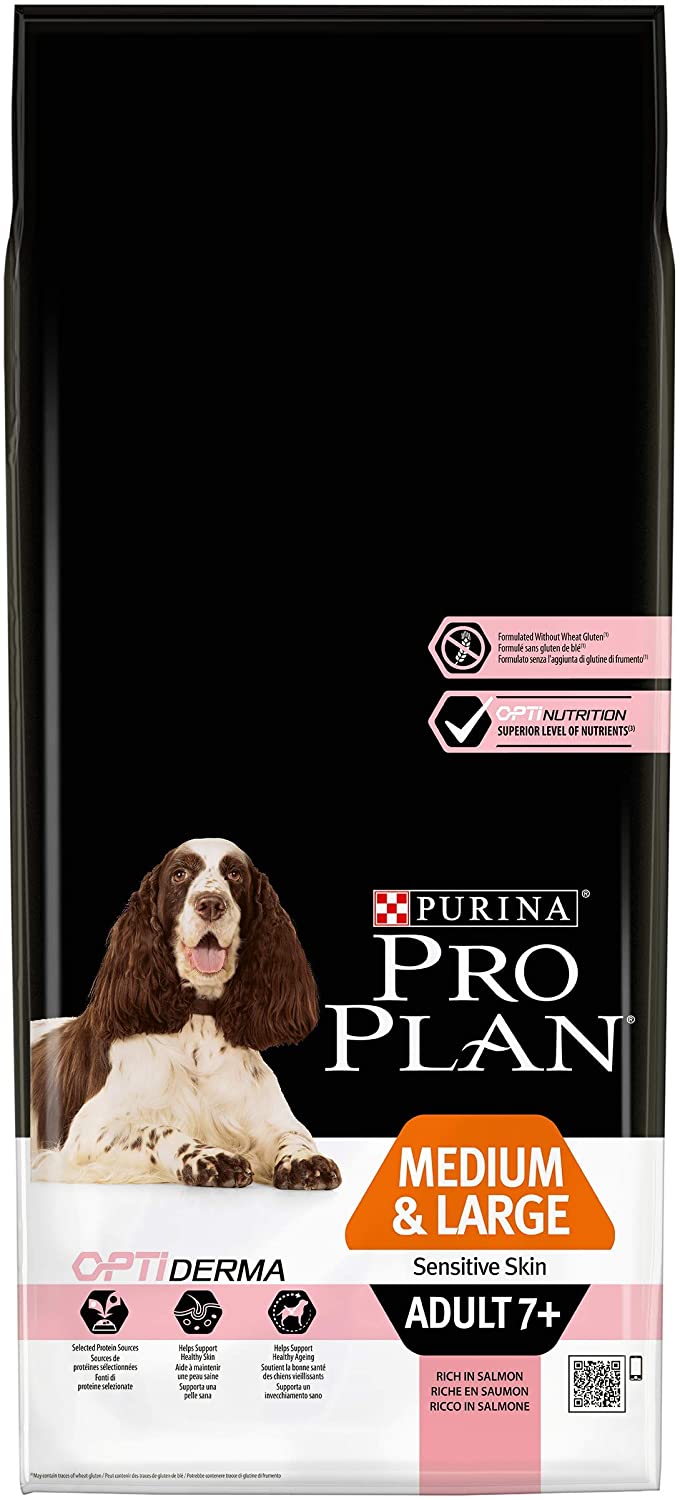  Purina Pro Plan Medium Large Adult 7+ Sensitive Skin OPTI Derma Salmon Comida para Perros - 14000 gr 