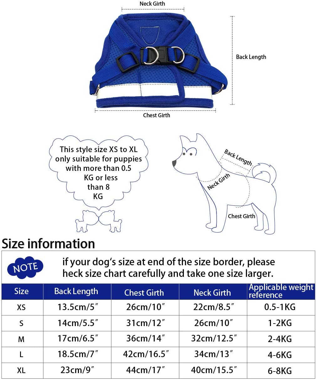  QiCheng&LYS Chaleco de Viaje Regular de Malla Transpirable con Cinturón de Seguridad para Perros y Gatos Chaleco de Seguridad para Mascotas (Azul, XS) 