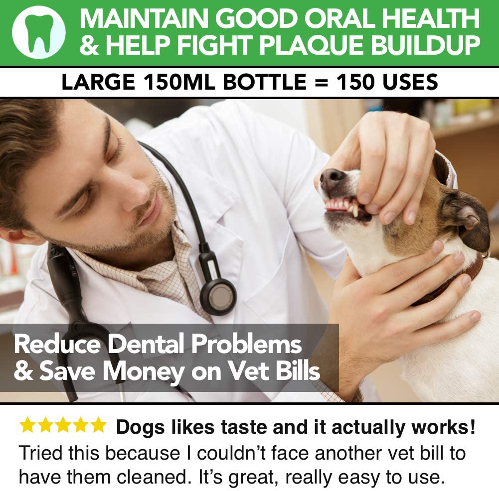  Refrescante Bucal 100% Natural y Aditivo de Agua Para Perros | Higiene Oral y Cuidado Oral Para Combatir el Mal Aliento, el Sarro y la Placa | Más Fácil de Usar Que la Pasta de Dientes Para Perros 