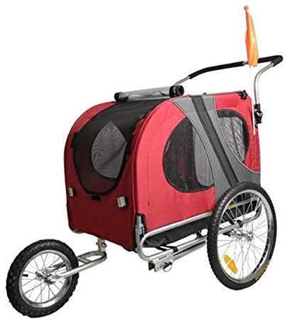  Remolque de bicicleta para mascotas ( perros medianos - grandes). Remolques con rueda delantera Jogger 12”. Barra de remolque + Pieza de enganche. Remolque de perros de GRAN CAPACIDAD. Reflectores + rejillas de ventilación. 