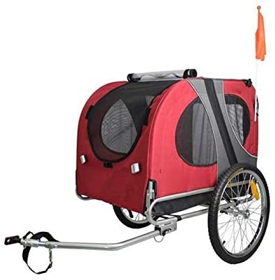  Remolque de bicicleta para mascotas ( perros medianos - grandes). Remolques con rueda delantera Jogger 12”. Barra de remolque + Pieza de enganche. Remolque de perros de GRAN CAPACIDAD. Reflectores + rejillas de ventilación. 