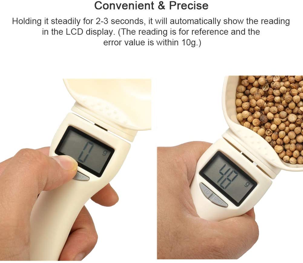  RoyalCare - Cuchara medidora de Alimentos para Mascotas con Pantalla LCD para medir la Comida de Mascotas, Cinco Unidades de medición, Funciona con Pilas de botón 