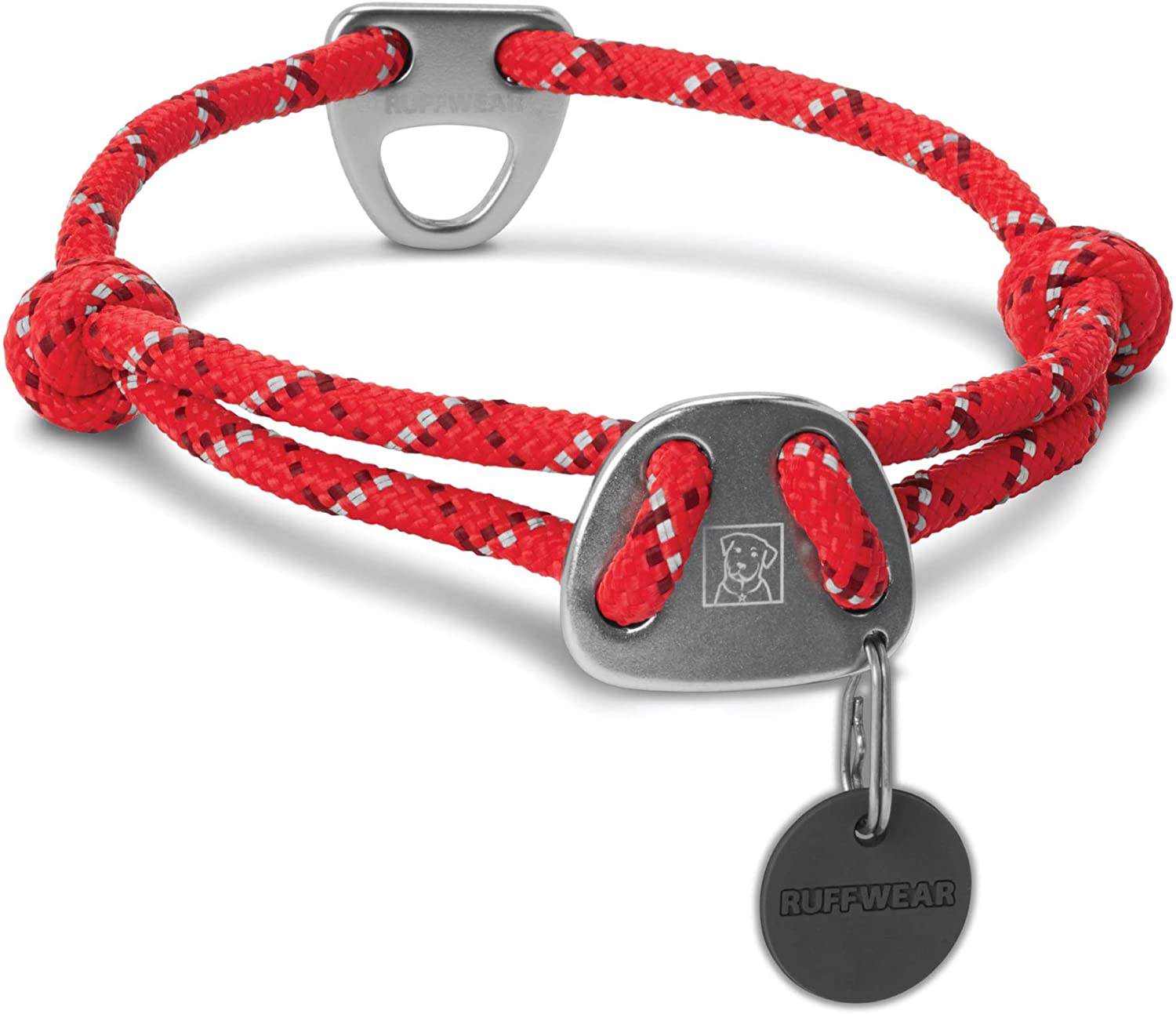  RUFFWEAR Collar de Cuerda para Perros, tamaño Mediano, Color Rojo, Nudo-a-Collar 