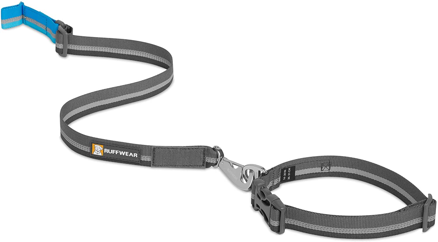  RUFFWEAR Quick Draw Correa para Perro, Correa Reflectante y Ajustable para Atar al Collar, Gris Granito 