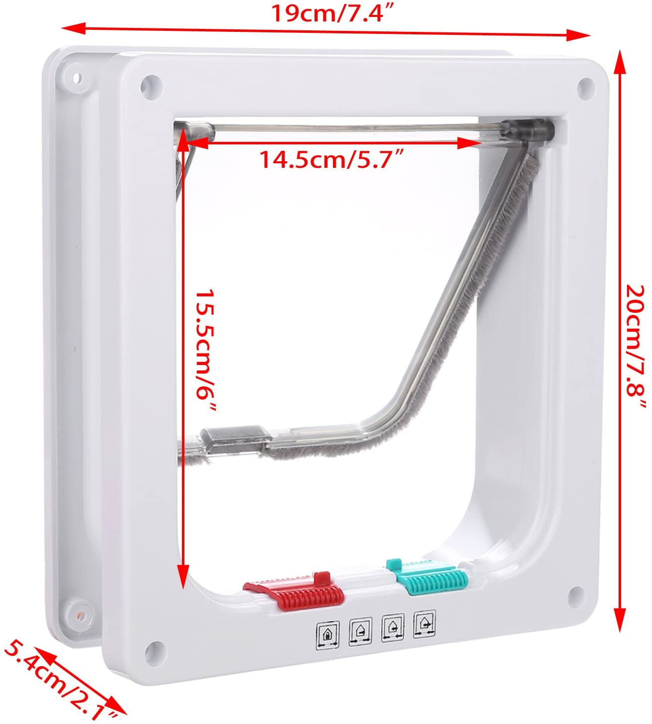  Sailnovo Puerta para Gato con Cierre magnético de 4 vías, Puerta para Mascotas para Gatos y Perros pequeños, Puerta para Gatos con túnel (Blanco, M) 