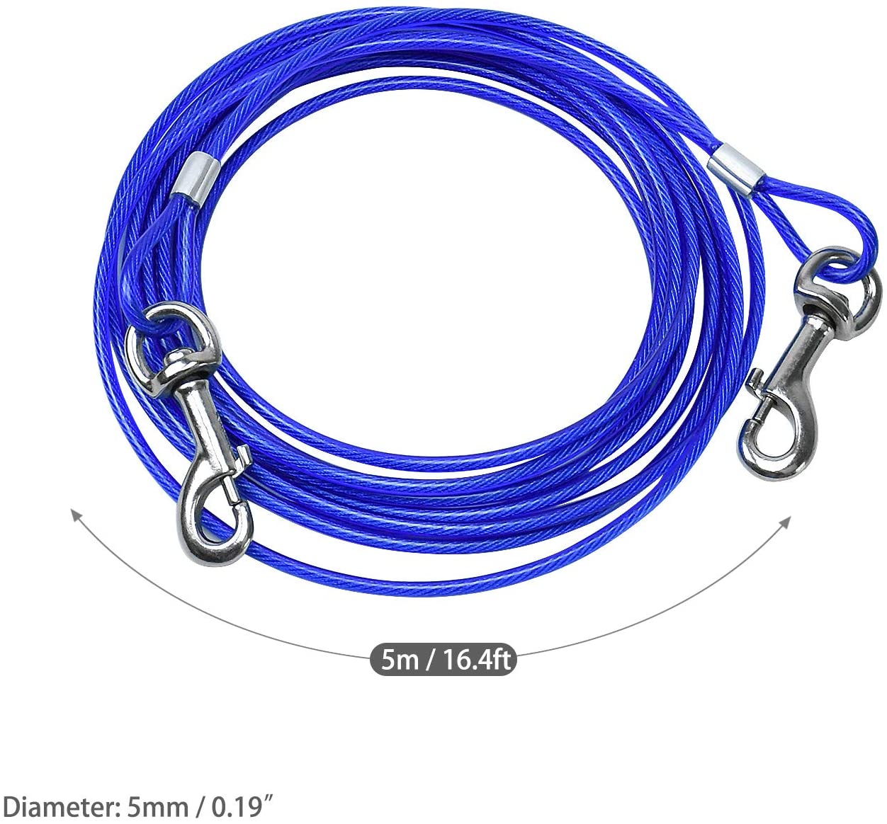  SANTOO 5M Cable para Atar Perros, Cuerda de Seguridad Cabezas Dobles para Mascotas hasta 45 kg 