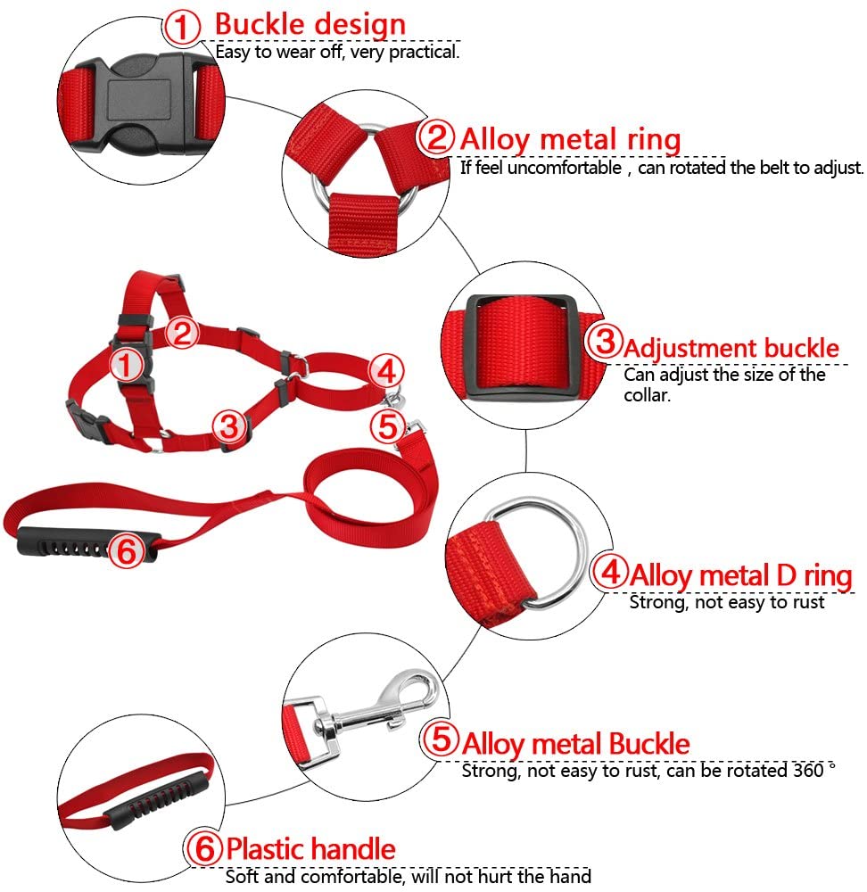  Set de correa y arnés para perro Berry no-pull de nailon para facilitar los paseos, entrenamientos, escaladas y senderismo 