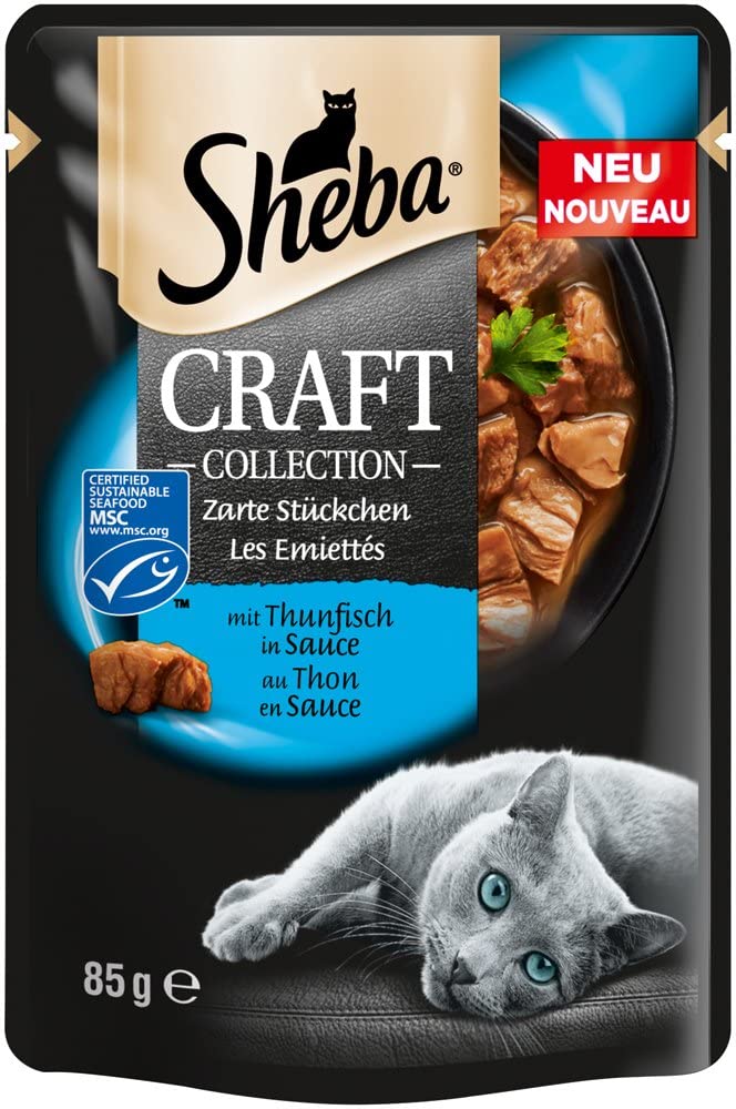  Sheba Craft Collection - Comida húmeda para Gatos, colección Noble de Ganchillo con Salsa, en Bolsa 