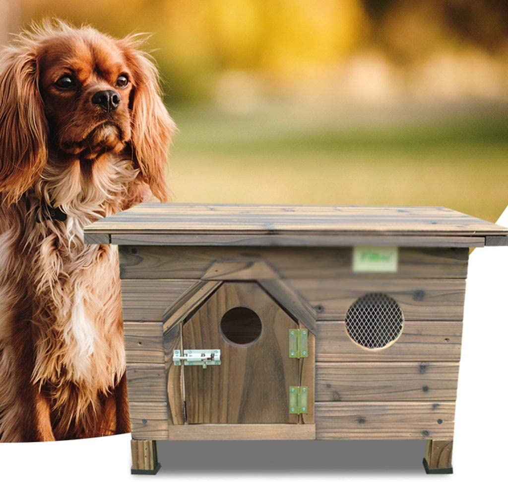  Silai Caseta de Perro Casa de Mascotas de Madera Maciza para Exteriores, Plana, al Aire Libre, Nido a Prueba de Agua y ventilada Casa Universal para Mascotas Four Seasons 