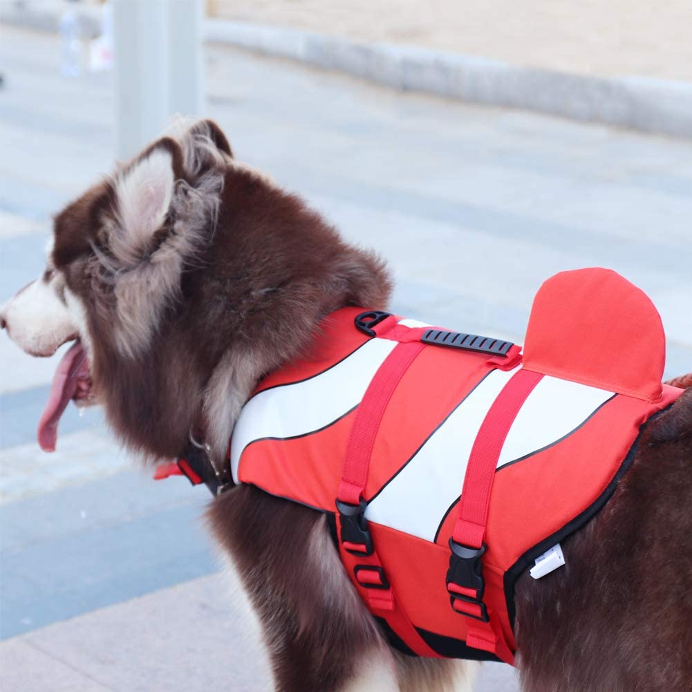  SILD Chaleco Salvavidas para Perro Chaleco de Seguridad Ajustable Salvavidas Chaleco Flotador para Mascota arnés de natación Perro Chaleco Salvavidas(L) 