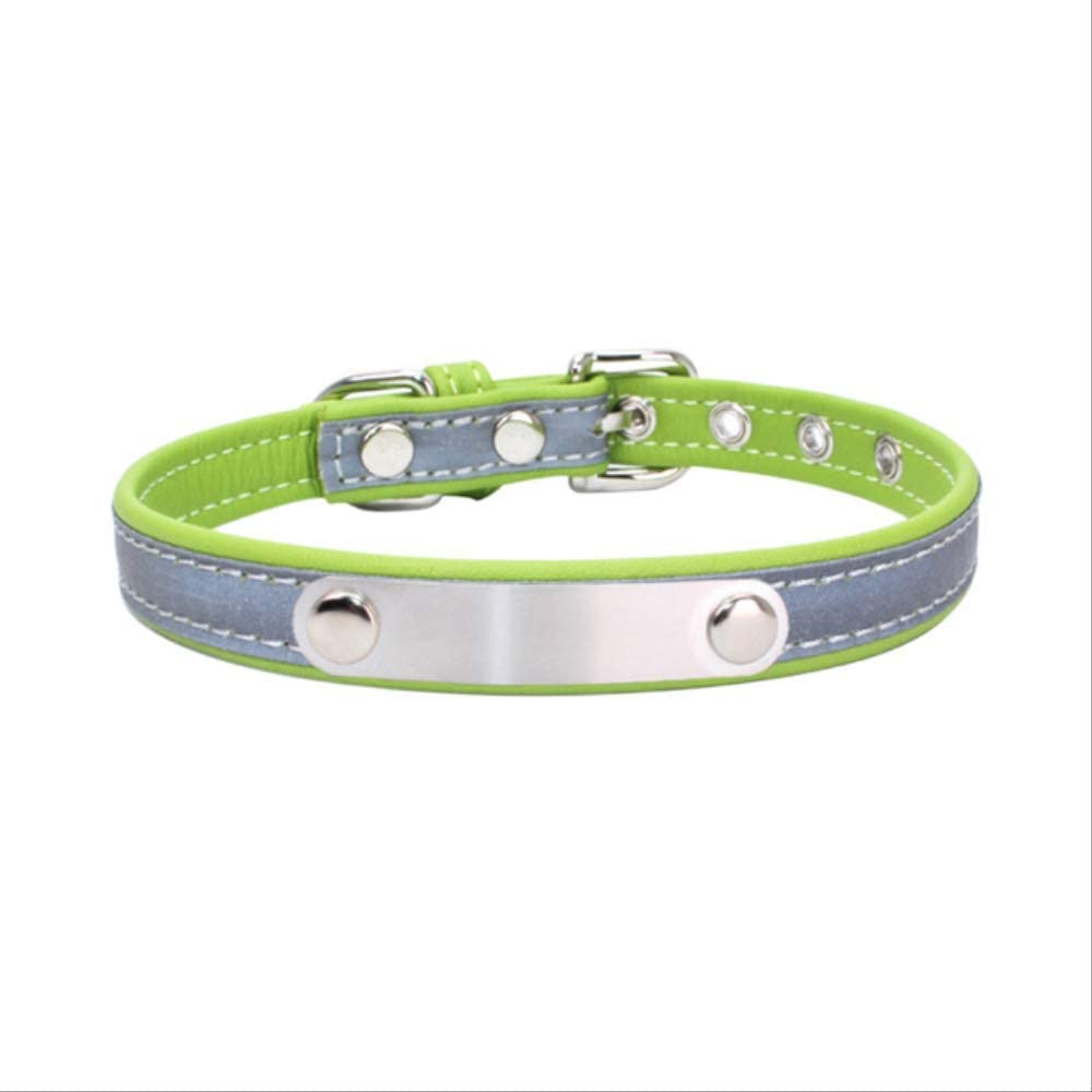  Sin Marca   Cuero Reflectante Collar de Gato Personalizado Collar de identificación Personalizado Grabado Nombre Número de teléfono Grabado Gratis para Cachorro Chihuahua 15 L Verde Claro 