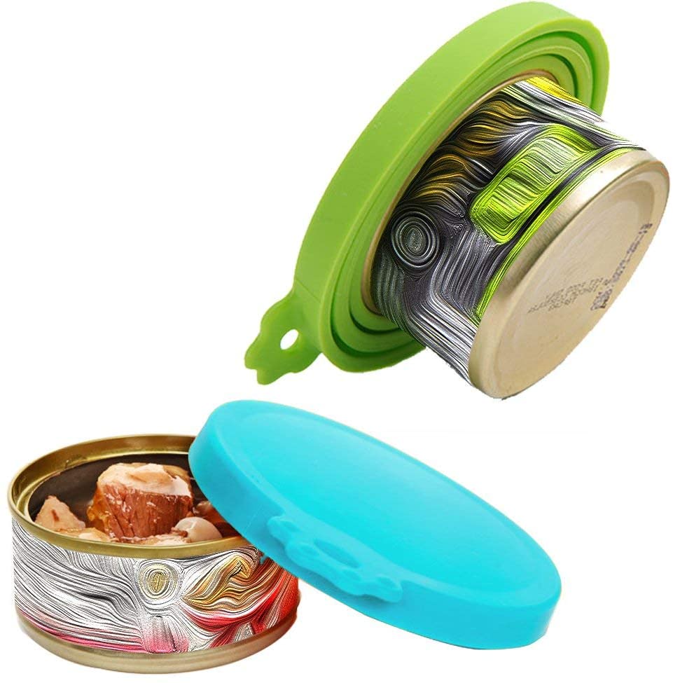  SLSON 3 Paquetes de Tapas universales de Silicona para latas de Comida para Perros y Gatos, 1 para 3 tamaños estándar, sin BPA y lavaplatos, Azul, Verde y Rosa 