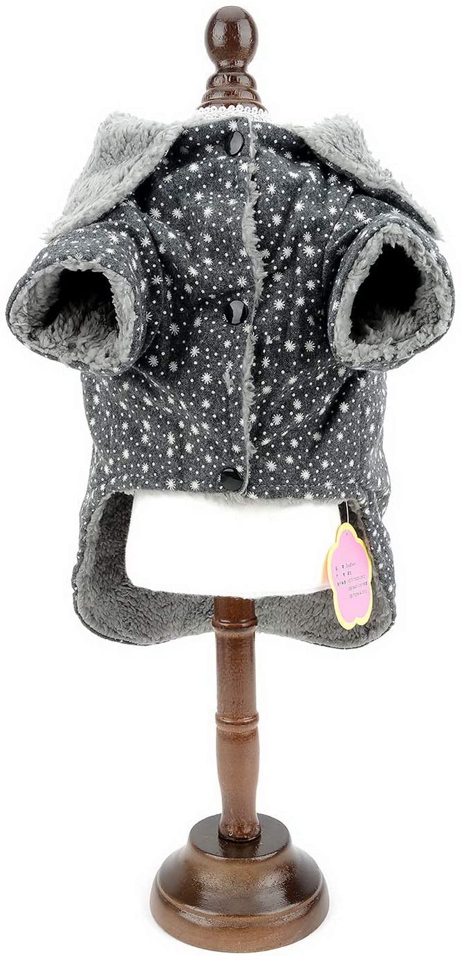  SMALLLEE_LUCKY_STORE Chaqueta Abrigo Forro Polar Invierno Lana Kawaii Ropa de Chihuahua Yorkshire para Perro Pequeño Gris S 