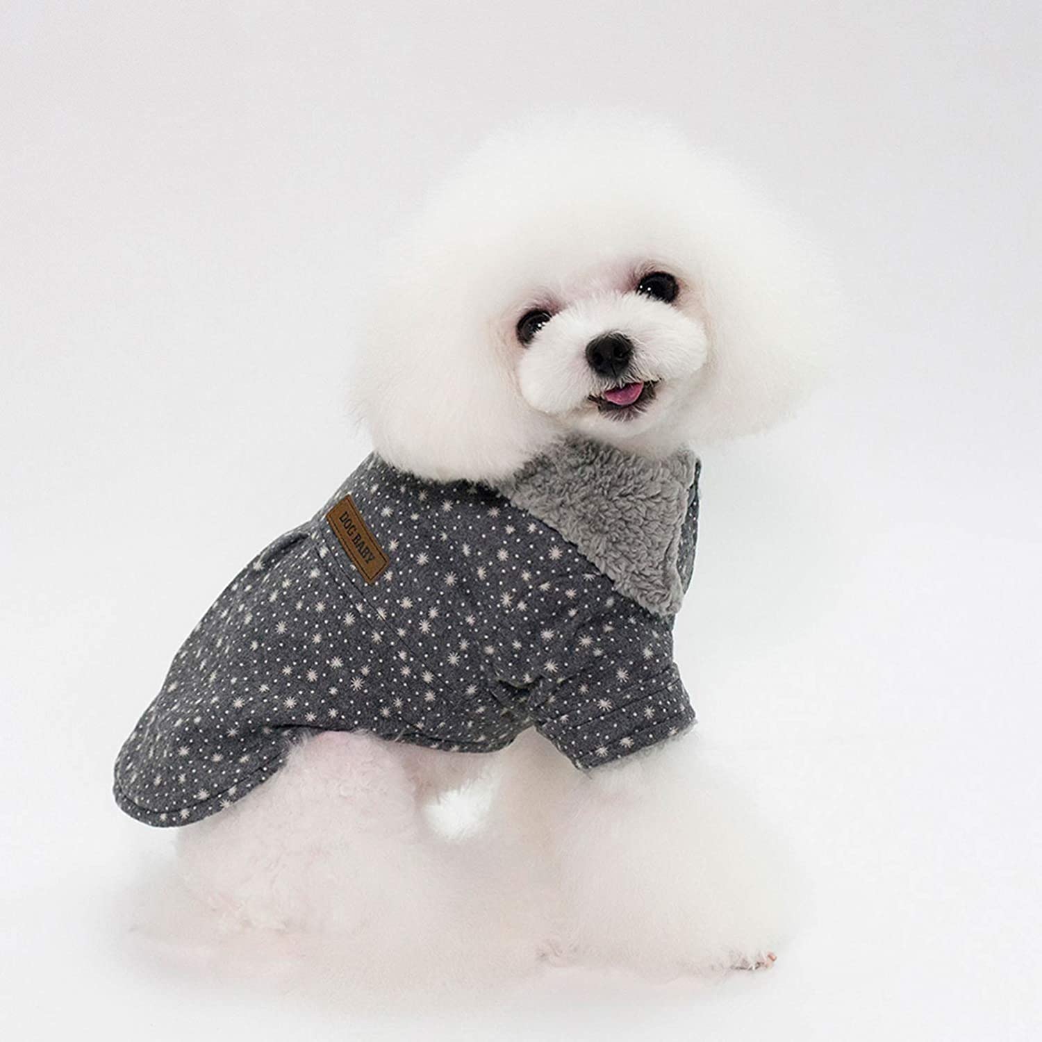  SMALLLEE_LUCKY_STORE Chaqueta Abrigo Forro Polar Invierno Lana Kawaii Ropa de Chihuahua Yorkshire para Perro Pequeño Gris S 