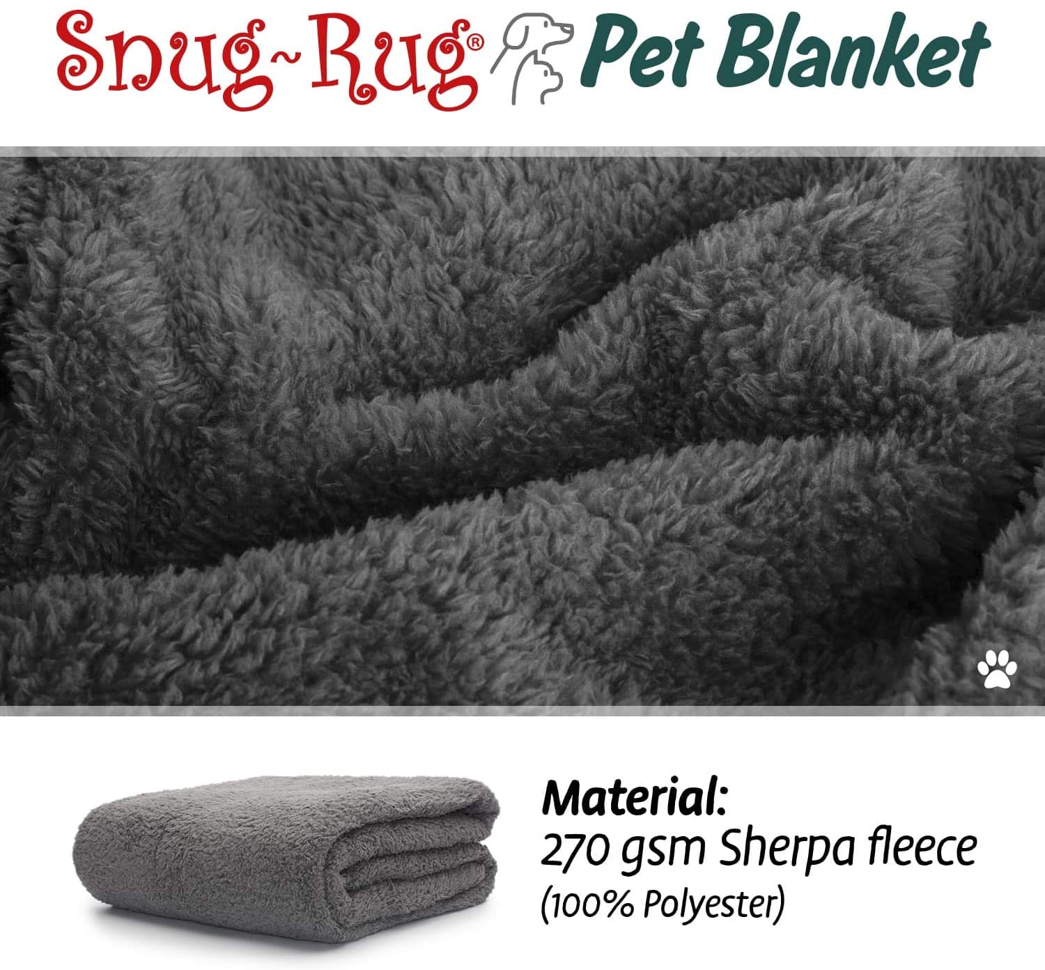  Snug Rug - Manta de Forro Polar Suave y cálida para Perros y Gatos, Manta Lavable para sofá o Cama de Coche 