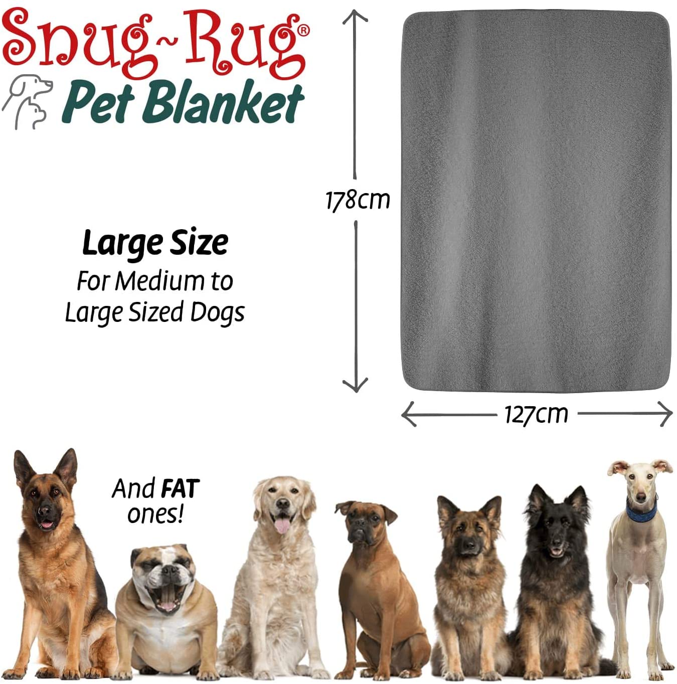  Snug Rug - Manta de Forro Polar Suave y cálida para Perros y Gatos, Manta Lavable para sofá o Cama de Coche 