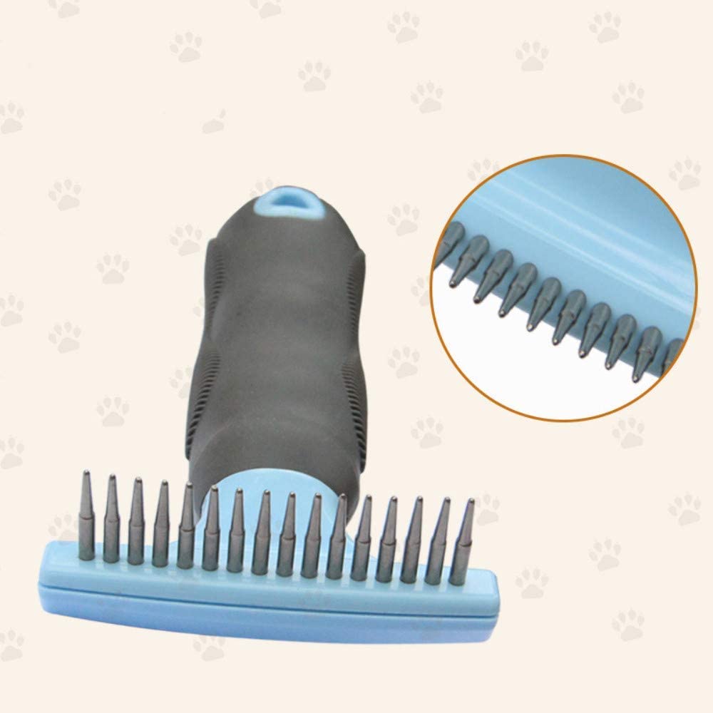  Sooiy Cepillo para Perros Cepillo para Gatos, Cepillo con aro/Cepillo para Pieles para Perros y Gatos con Pelo Mediano y Largo, Cepillo de Aseo (Separa Nudos y enredos) Azul 