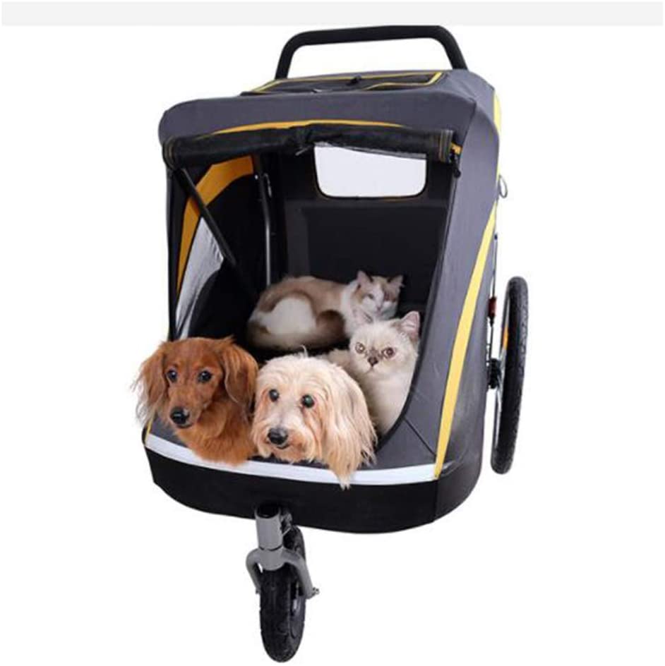  Suministros Para Mascotas, Cochecito Grande Para Remolques De Bicicleta Para Mascotas Para 2-3 Perros/Transportador De Mascotas Con Neumáticos Inflables/Carro De Ciclismo, 100X78x96cm 