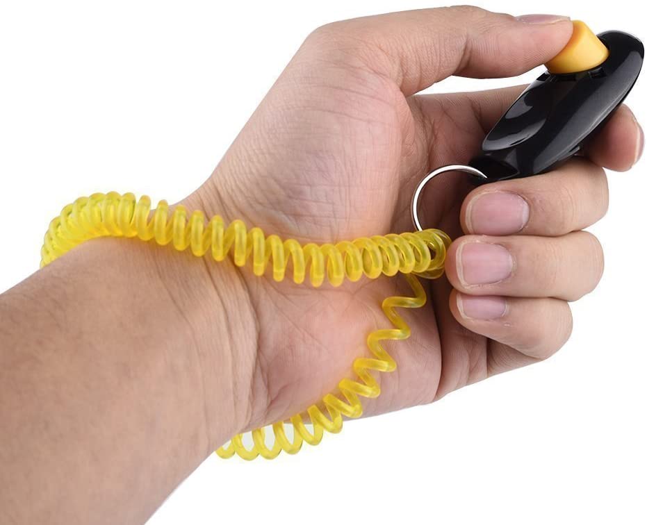  Sungpunet 1 pza de clicker negro + amarillo para entrenamiento de mascotas con correa de muñeca – Clickers de entrenamiento para perros 