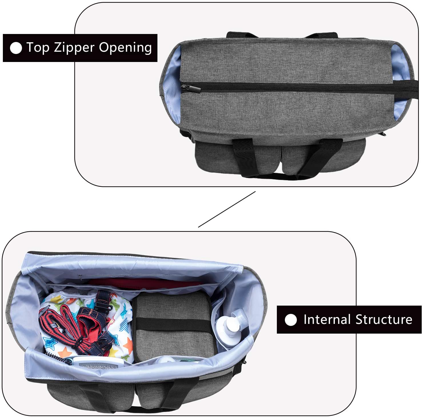  Teamoy Bolsa de Almacenamiento de Suministros para Mascotas, Organizador de Suministros de Perro Bolsa de Viaje para Comida para Perros, Juguetes y Otros Suministros para Perros, Gris 